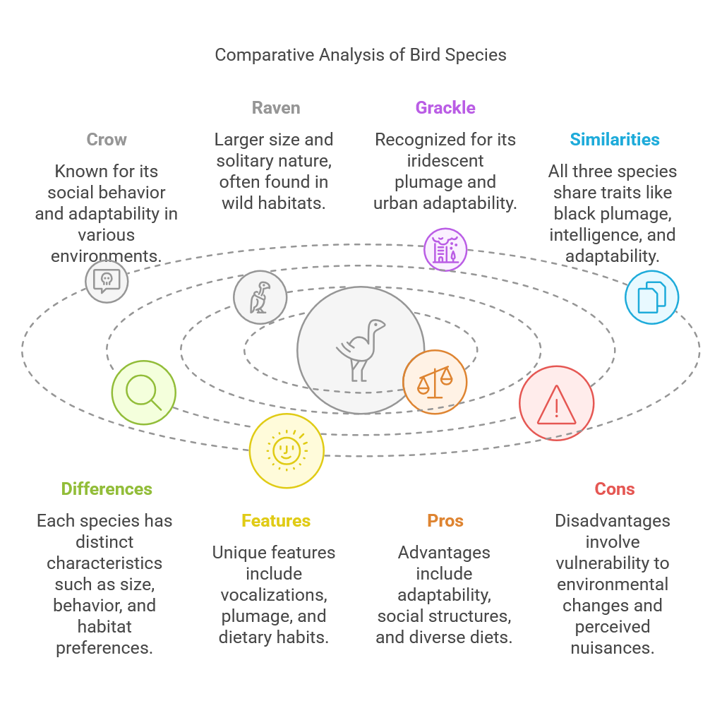 Crow vs Raven vs Grackle Detailed Guide for Birdwatchers